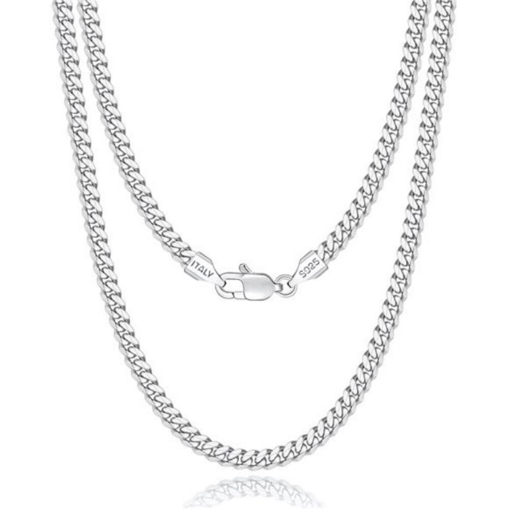 925 Sterling Silver Chain Necklace for Men Diamond Cut Cuban Link Chain